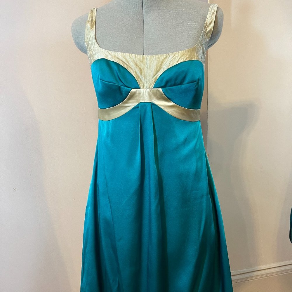 Nicole Miller Teal & Gold Bubble Dress
